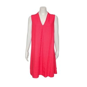 Tommy Bahama Dress Daphne Linen Blend Pink Shift Lined Pleated Relaxed Cut sz M